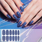 Waterproof glitter nail stickers, sapphire blue solid color, 12 per sheet