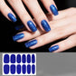 Waterproof glitter nail stickers, royal blue solid color, 12 per sheet