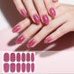 Waterproof glitter nail stickers, magenta pink solid color, 12 per sheet