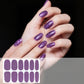Waterproof glitter nail stickers, violet purple solid color, 12 per sheet