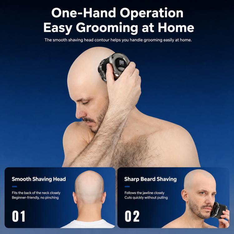 Handheld electric shaver used on facial hair