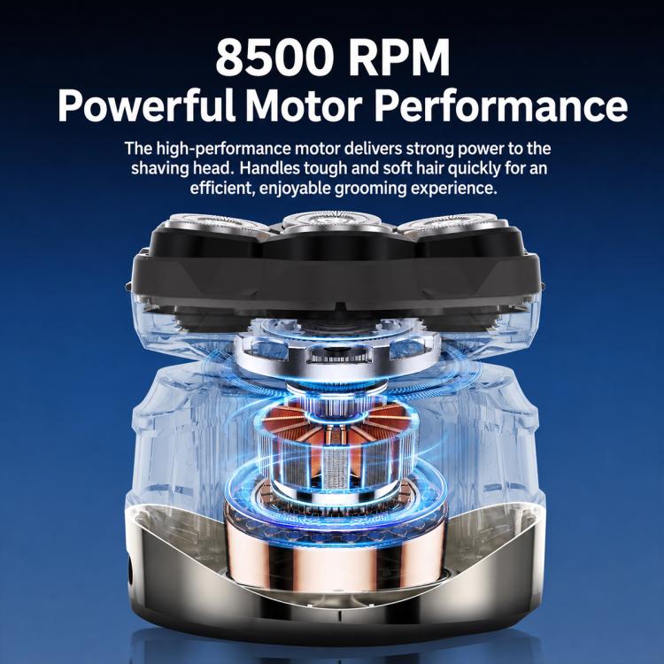 Electric shaver motor assembly with spinning inner blade unit illustration