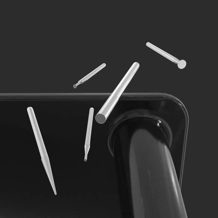 Replacement polish drill pen tips with small rounded end caps and tapered needles