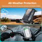 Motorcycle phone holder with translucent cover on handlebar for all-weather protection