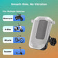 Translucent grey phone holder with protective cover and handlebar mounting clamps
