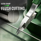 Stainless steel flush-cut pliers gripping a metal rod