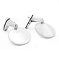 Pair of chrome round side mirrors with clear glass and curved mounting stems