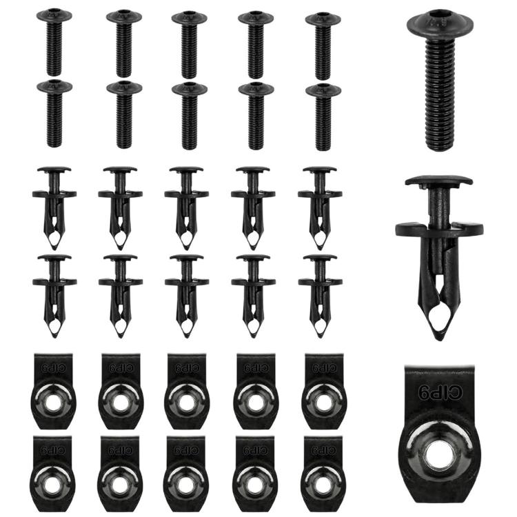 10-piece U-shaped clip nut and Torx screw fastener set with black metal clips and nuts
