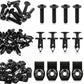 Black Torx screw fasteners with U-shaped clip nuts and rivet clips, 10-piece set