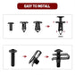 Black rivet clips and Torx screws for body panel fastening, 10-piece set