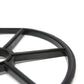 Close-up of black valve seat gasket spider arms and outer circular ring