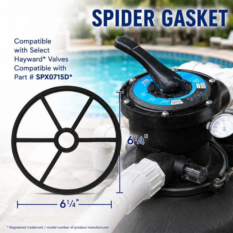 Spider gasket for Hayward valve with black circular ring and center opening