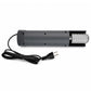 Gray handheld electric coconut scraper with serrated drum and power cord with 2-prong plug