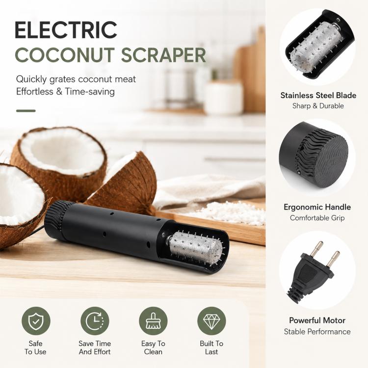 LsCook electric coconut scraper with stainless steel blade and ergonomic grip handle