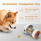 Orange transparent rolling treat-dispensing ball toy for dogs with built-in compartments