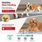 Orange transparent rolling treat-dispensing ball toy for slow feeding and play