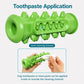 Green bone-shaped teething toy for dogs with inner ridged cleaning channel