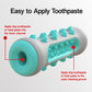 Gray dog teething stick toy with teal inner channel, spiky nubs, and end ring