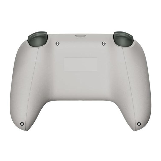 Gray wired gaming controller back with two analog sticks and rear shell details