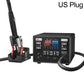 Curved hot air gun station with side-mounted holder, black control panel, US plug