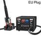 Curved hot air gun station with side-mounted holder, black control panel, EU plug