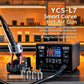 Curved hot air gun station with display control box and curved nozzle, compact base