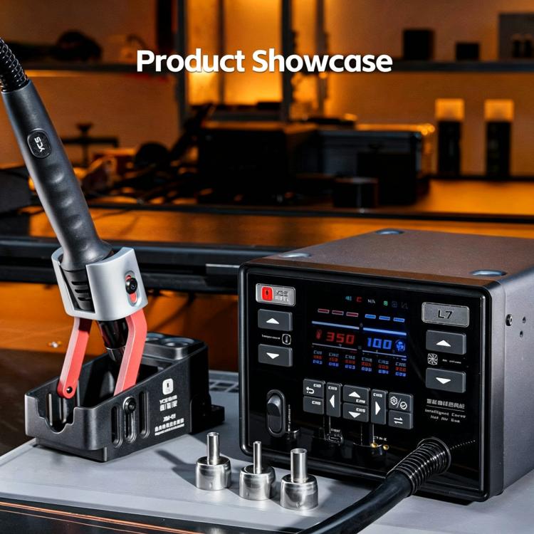 Hot air gun station base with touchscreen controller and adjustable temperature stand tools