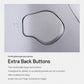 White controller back extra button labeled P2 with curved textured surface