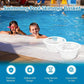 Two white skimmer filter baskets on a pool skimmer system, with mesh grid sides