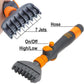 Handheld pool filter brush with adjustable sprayer head, orange controls, and 7 jets