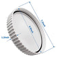 White threaded pool drain cover with black rubber seal ring and ribbed edge