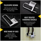 Silver combination padlock with numeric keypad and telescopic U-shaped shackle