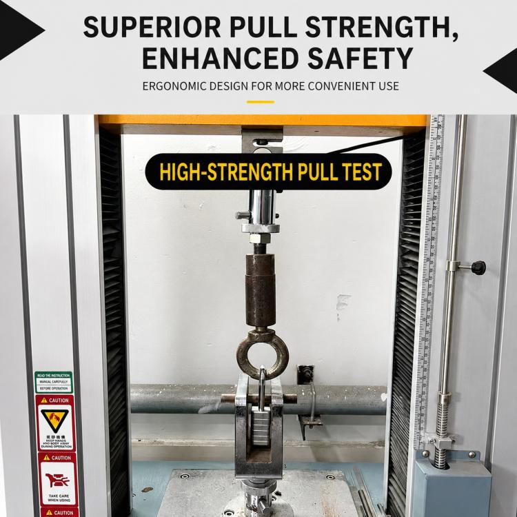 Combination padlock mounted in a pull-strength test rig with hanging ring