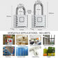 Silver combination padlock front view with dual shackle sizes and size dimensions