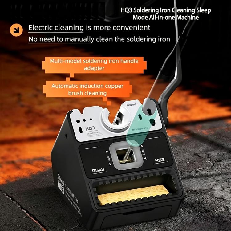 All-in-one soldering iron cleaning station with induction port and dual brush slot