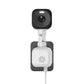Indoor/outdoor security camera with black top and white mounting body