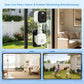 Dual surveillance camera with front lens, white housing, and black side covers