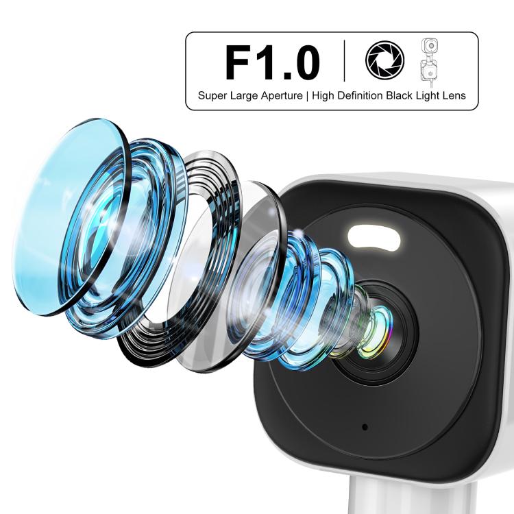 Close-up of security camera lens module with reflective glass elements
