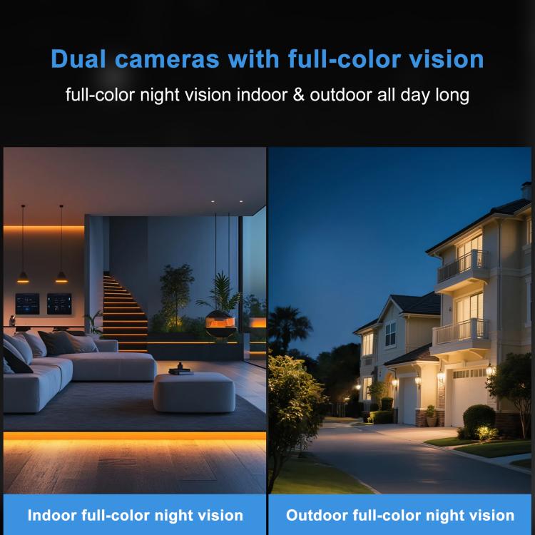 Dual full-color night-vision security camera with white and black housings
