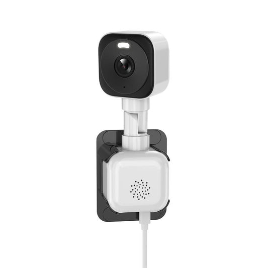 Two-way voice surveillance camera with black-and-white body and front lens
