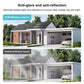 Window-facing security camera monitoring view with clear daytime visibility