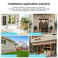 Security camera installation scenarios on courtyard, doors, and shop windows