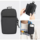 Charcoal gray nylon portable phone bag with shoulder strap, zip closure, and top carrying handle