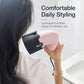 Pink silicone shockproof protective case on a hair dryer near hair, with black guard