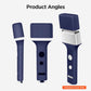 Blue silicone protective cover for electric shaver, shown from multiple angles