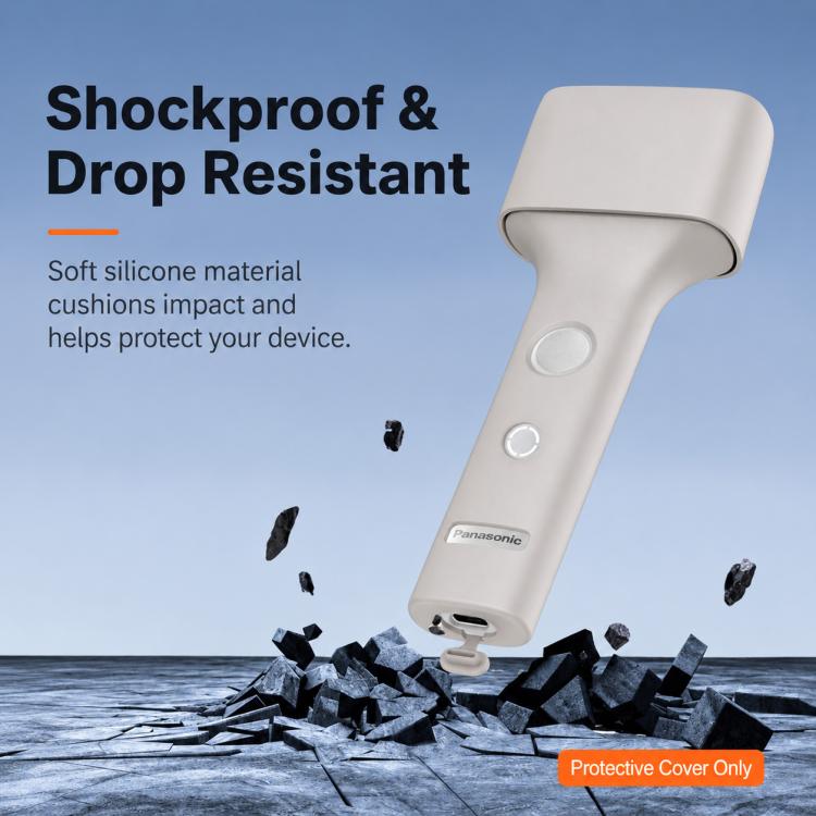 Light beige silicone protective cover for electric shaver, with two button openings