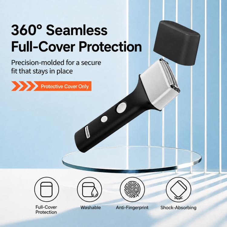Black silicone protective cover for electric shaver, full-cover protective cap