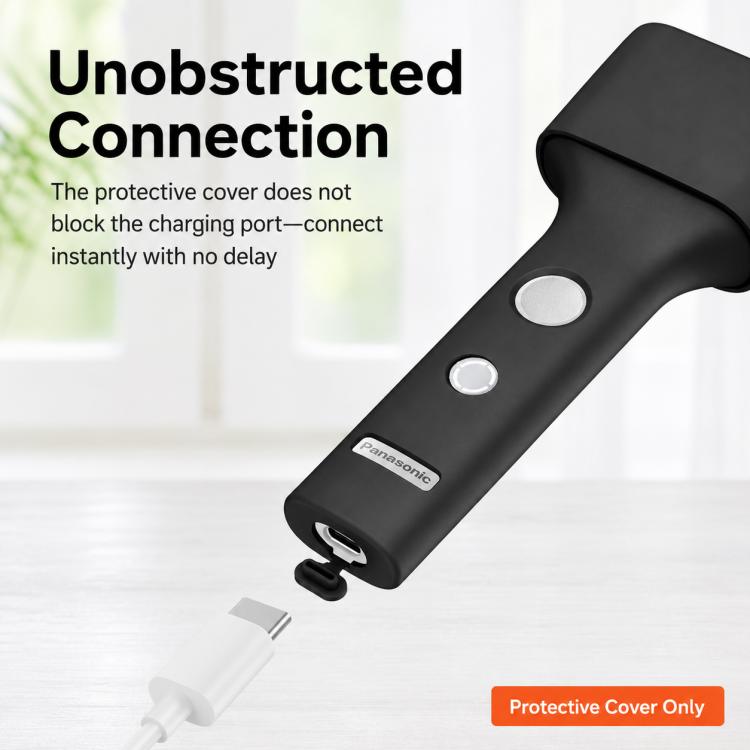 Black silicone protective cover for electric shaver with charging port opening