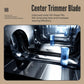 Center trimmer blade assembly inside foil shaver head, metal blades in silver unit