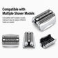 Braun shaver foil heads set with opened blade unit, silver replacement parts